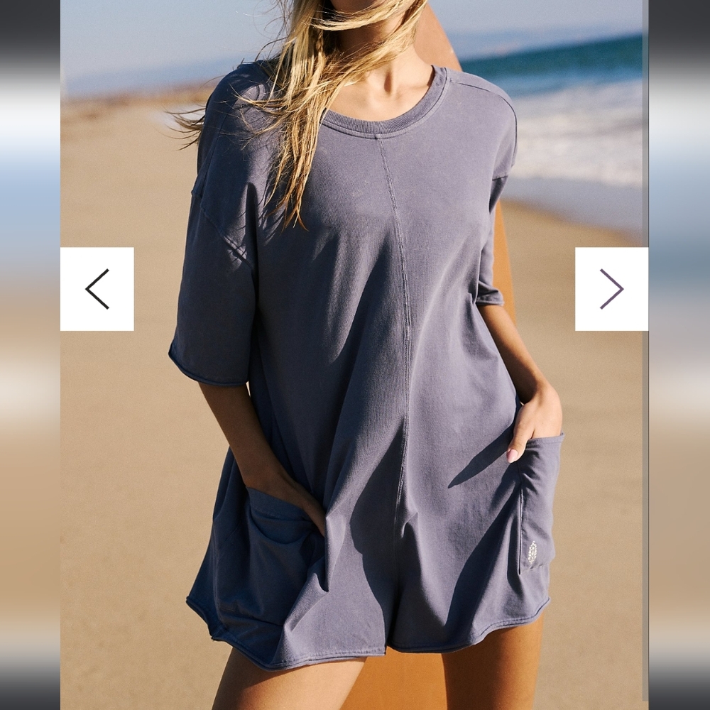 FP Movement by Free People Hot Shot Tee Romper in Blue Indigo